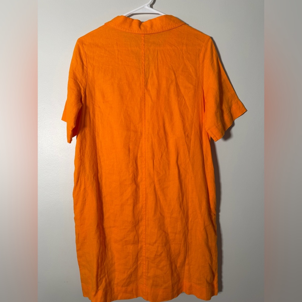 Everlane The Linen Workwear Shirt Dress Turmeric Orange - Picture 6 of 9